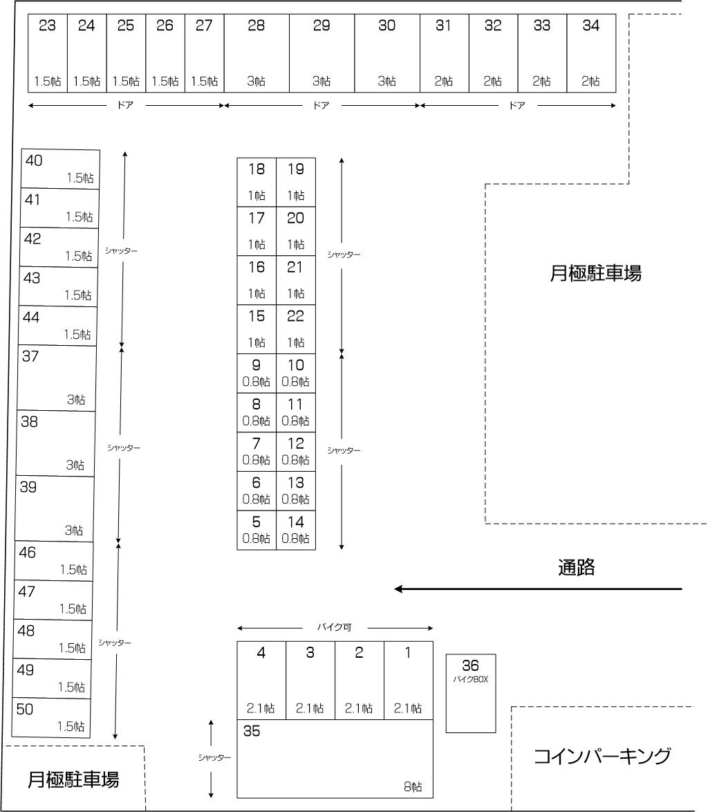 平和アウトレットコンテナ下戸田店の配置図