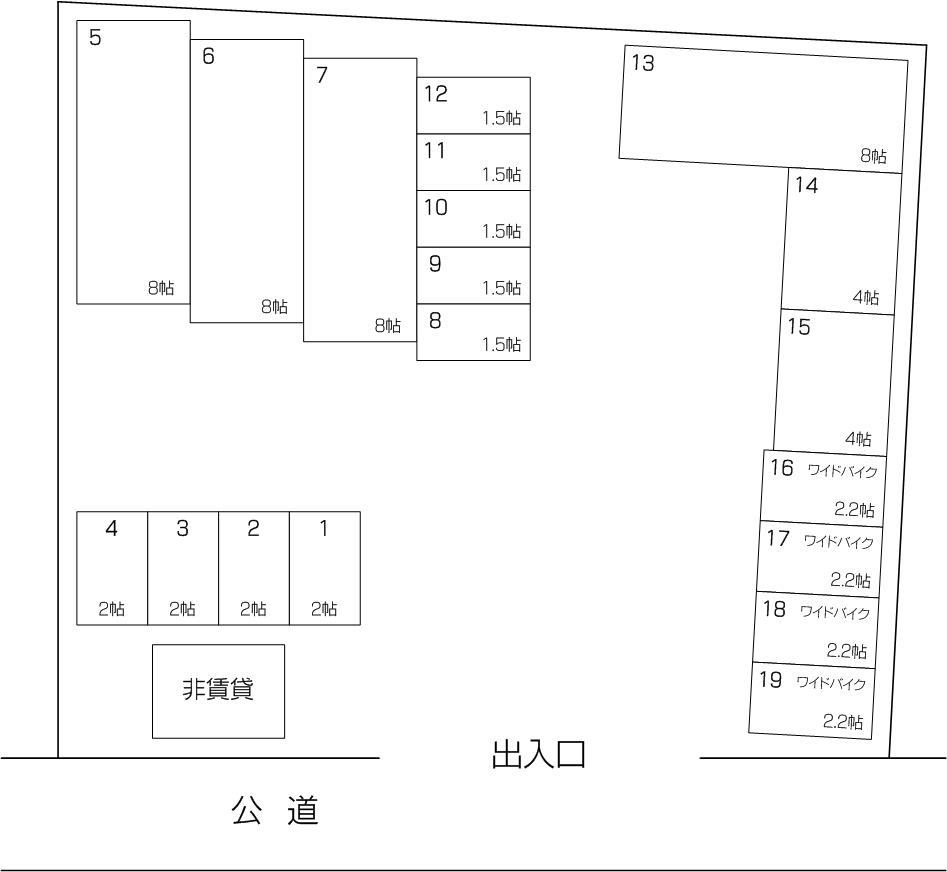 フクちゃんコンテナ喜沢店の配置図 フクちゃんコンテナ喜沢店の配置図