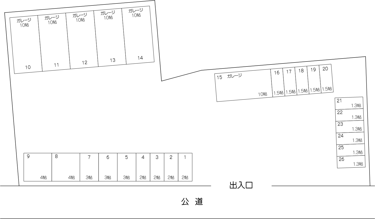 ガレージコンテナ戸田新曽南店の配置図